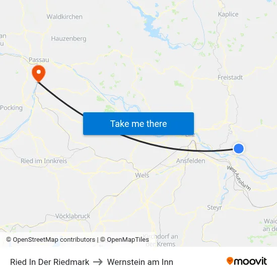 Ried In Der Riedmark to Wernstein am Inn map