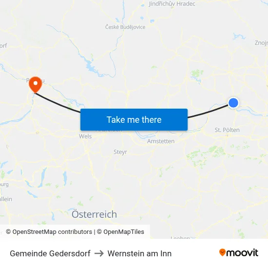 Gemeinde Gedersdorf to Wernstein am Inn map