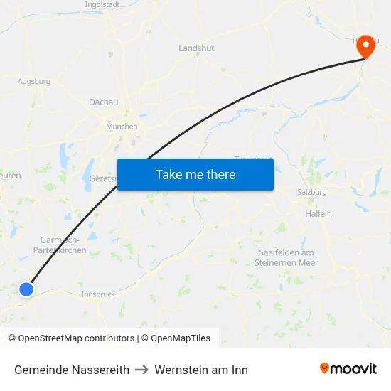 Gemeinde Nassereith to Wernstein am Inn map