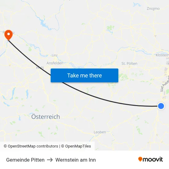 Gemeinde Pitten to Wernstein am Inn map