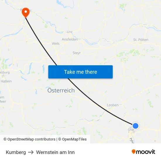 Kumberg to Wernstein am Inn map