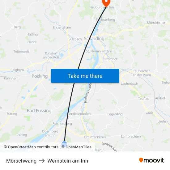 Mörschwang to Wernstein am Inn map