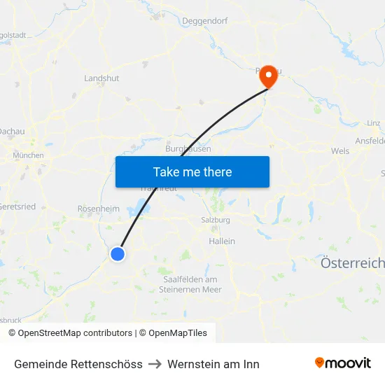 Gemeinde Rettenschöss to Wernstein am Inn map