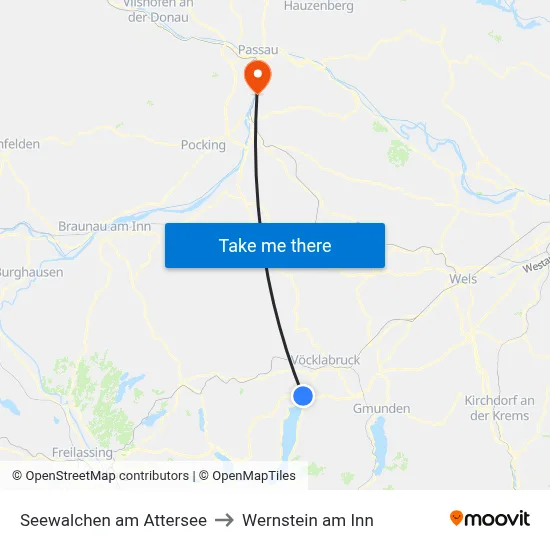 Seewalchen am Attersee to Wernstein am Inn map