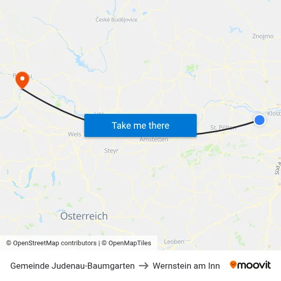 Gemeinde Judenau-Baumgarten to Wernstein am Inn map