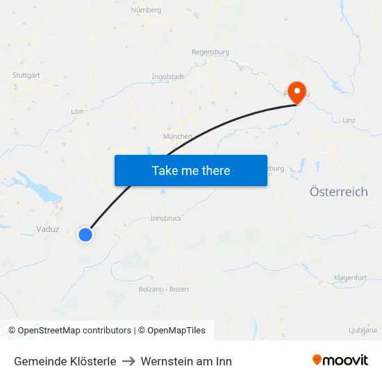 Gemeinde Klösterle to Wernstein am Inn map