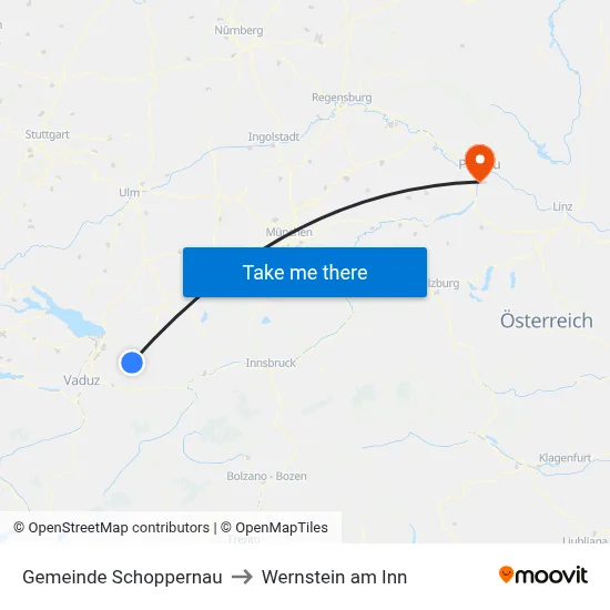 Gemeinde Schoppernau to Wernstein am Inn map