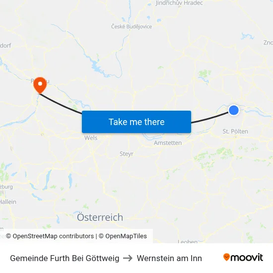Gemeinde Furth Bei Göttweig to Wernstein am Inn map