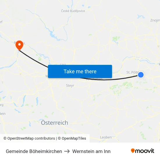 Gemeinde Böheimkirchen to Wernstein am Inn map