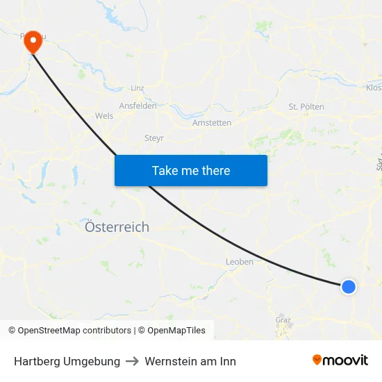 Hartberg Umgebung to Wernstein am Inn map