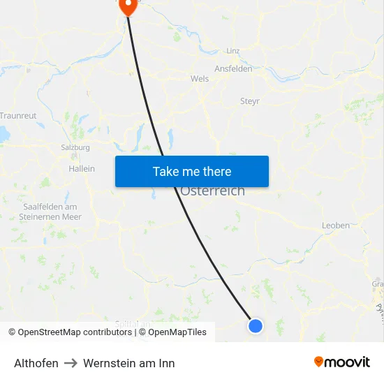 Althofen to Wernstein am Inn map