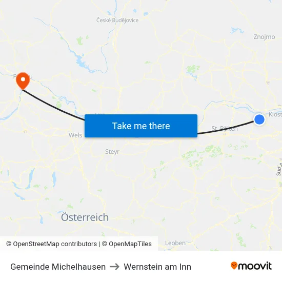 Gemeinde Michelhausen to Wernstein am Inn map
