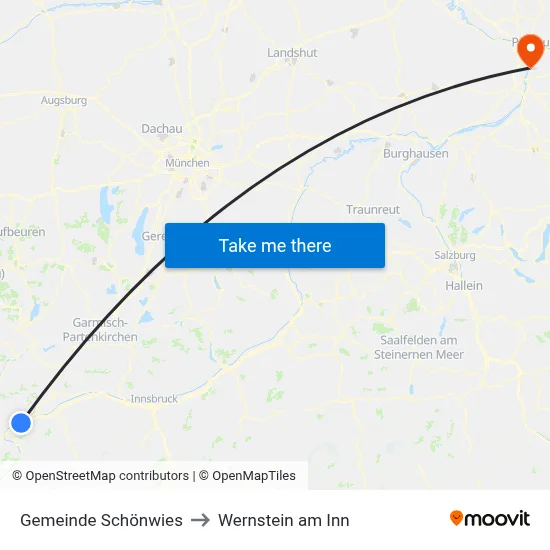 Gemeinde Schönwies to Wernstein am Inn map