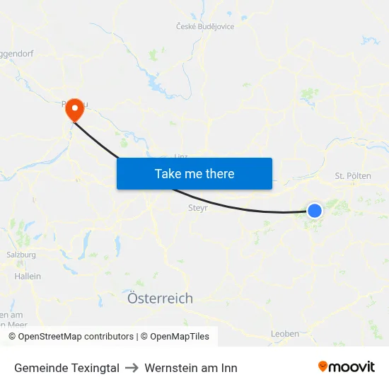 Gemeinde Texingtal to Wernstein am Inn map