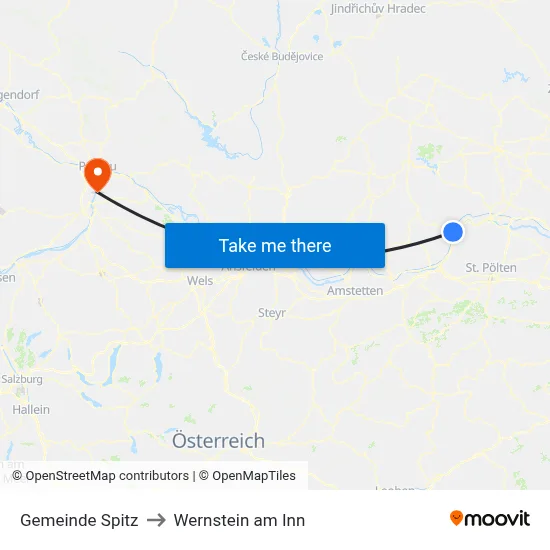 Gemeinde Spitz to Wernstein am Inn map