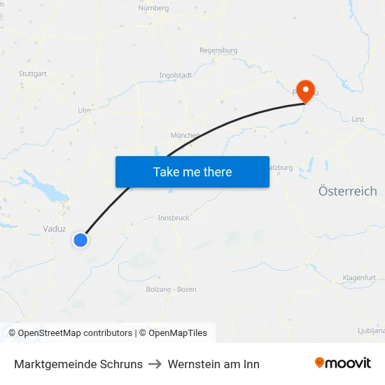 Marktgemeinde Schruns to Wernstein am Inn map