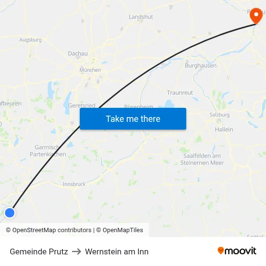 Gemeinde Prutz to Wernstein am Inn map