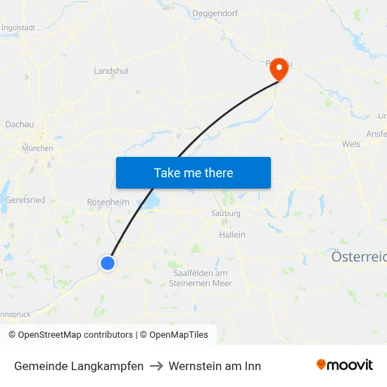 Gemeinde Langkampfen to Wernstein am Inn map