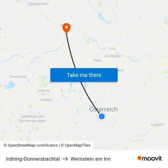 Irdning-Donnersbachtal to Wernstein am Inn map