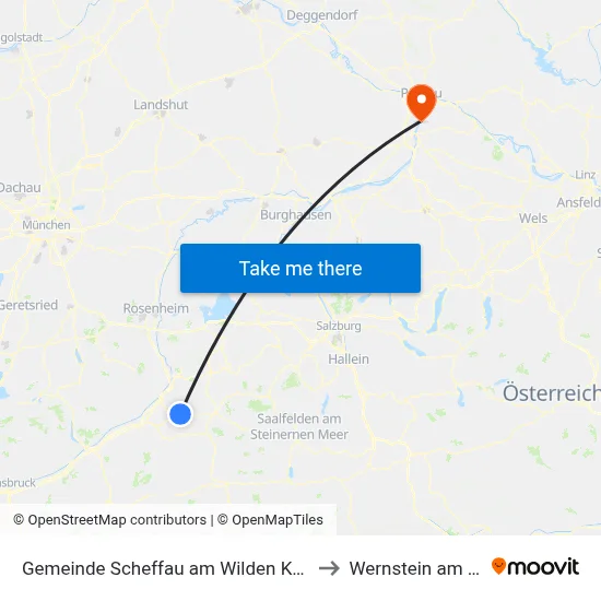 Gemeinde Scheffau am Wilden Kaiser to Wernstein am Inn map