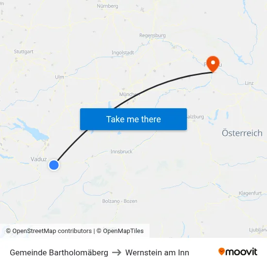 Gemeinde Bartholomäberg to Wernstein am Inn map