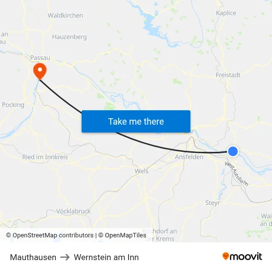 Mauthausen to Wernstein am Inn map