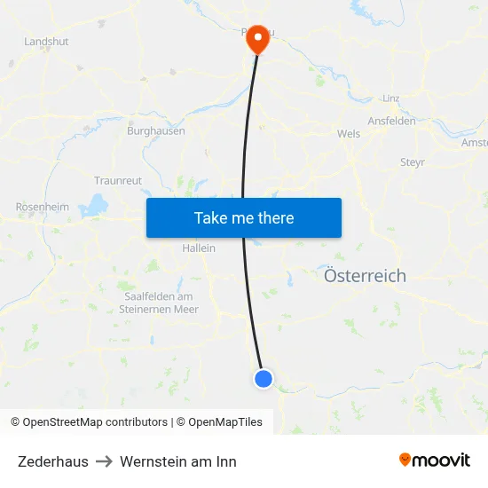 Zederhaus to Wernstein am Inn map