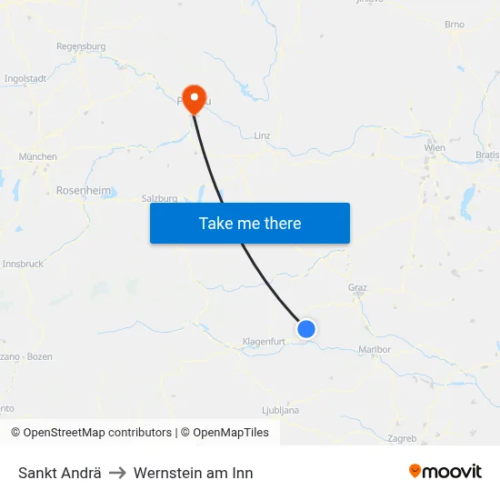 Sankt Andrä to Wernstein am Inn map