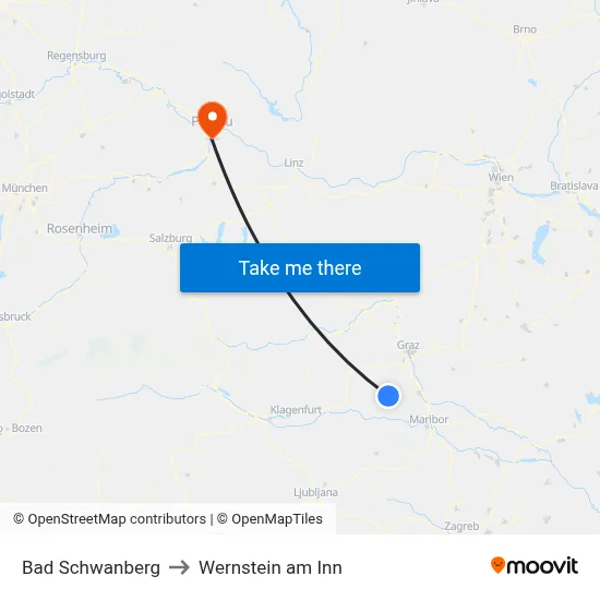 Bad Schwanberg to Wernstein am Inn map