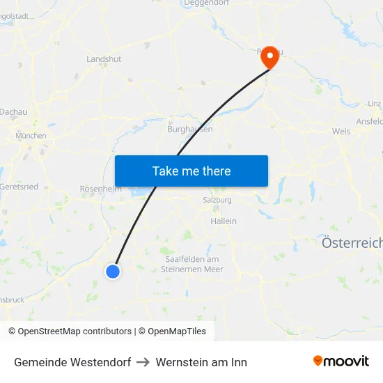 Gemeinde Westendorf to Wernstein am Inn map