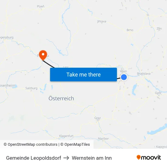 Gemeinde Leopoldsdorf to Wernstein am Inn map