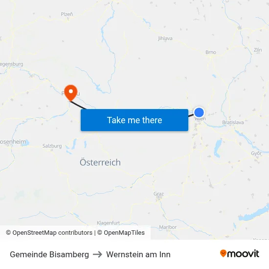 Gemeinde Bisamberg to Wernstein am Inn map