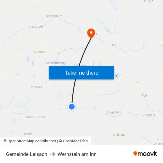 Gemeinde Leisach to Wernstein am Inn map