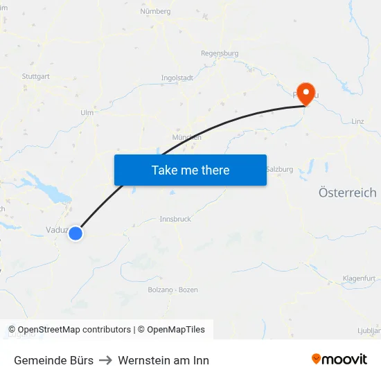 Gemeinde Bürs to Wernstein am Inn map