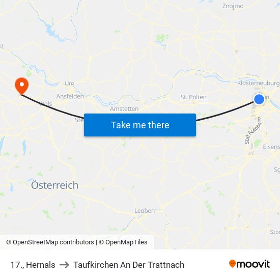 17., Hernals to Taufkirchen An Der Trattnach map