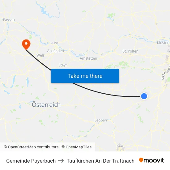 Gemeinde Payerbach to Taufkirchen An Der Trattnach map