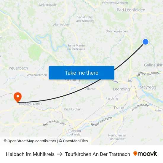 Haibach Im Mühlkreis to Taufkirchen An Der Trattnach map