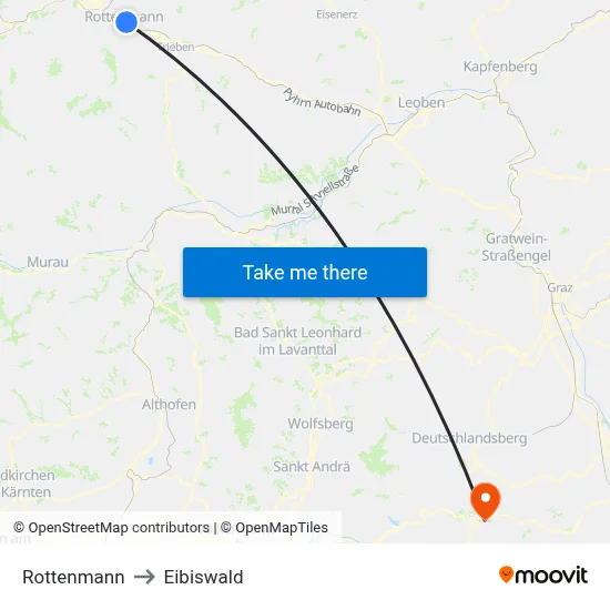 Rottenmann to Eibiswald map