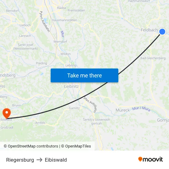 Riegersburg to Eibiswald map