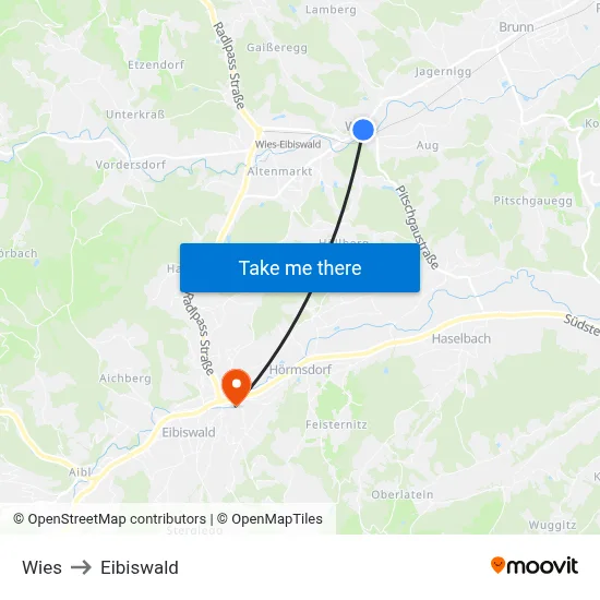 Wies to Eibiswald map