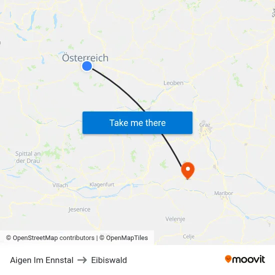 Aigen Im Ennstal to Eibiswald map