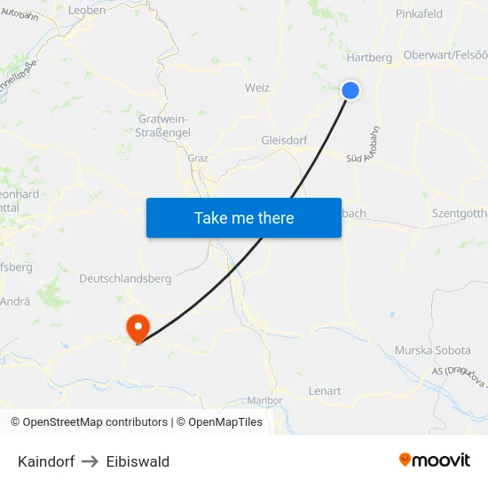Kaindorf to Eibiswald map