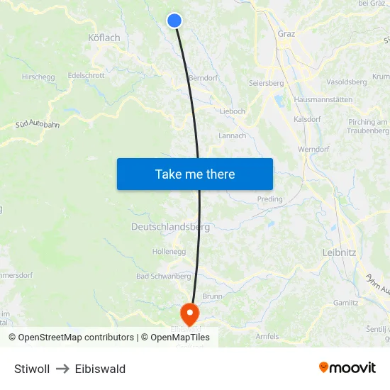 Stiwoll to Eibiswald map