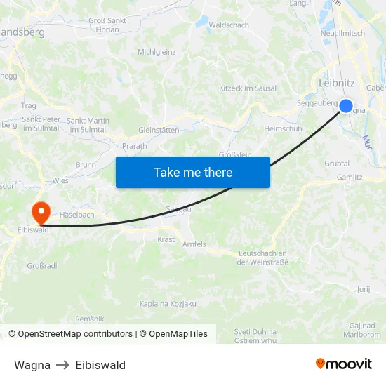 Wagna to Eibiswald map