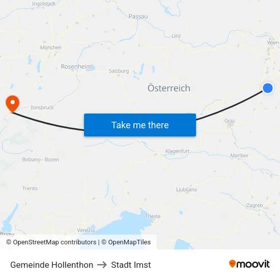 Gemeinde Hollenthon to Stadt Imst map