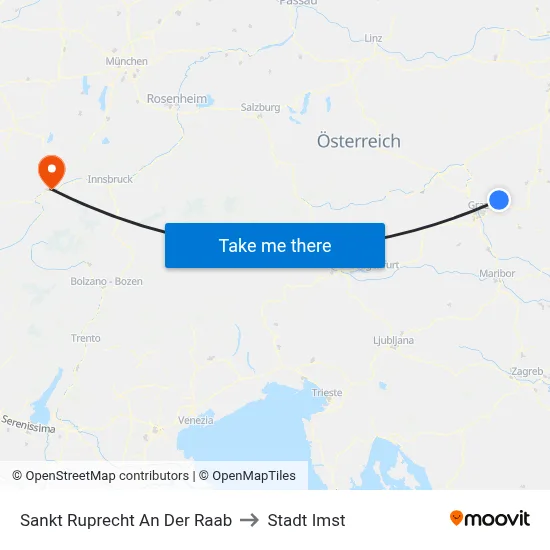 Sankt Ruprecht An Der Raab to Stadt Imst map