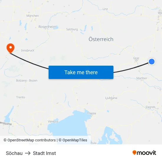 Söchau to Stadt Imst map