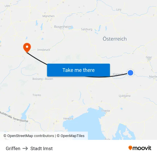 Griffen to Stadt Imst map