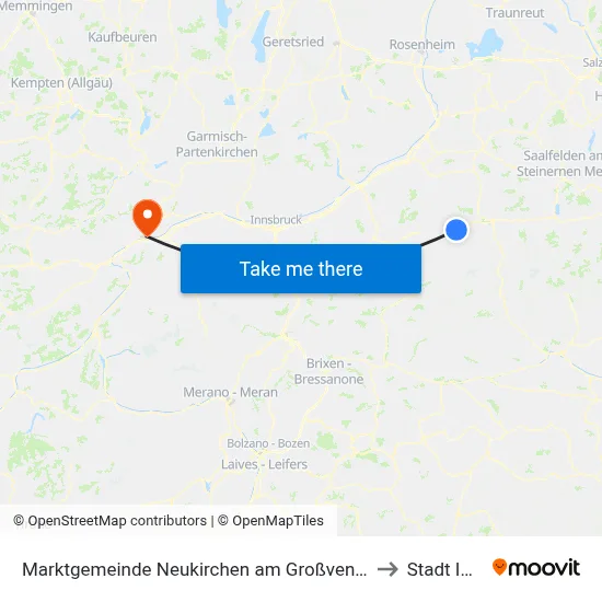 Marktgemeinde Neukirchen am Großvenediger to Stadt Imst map