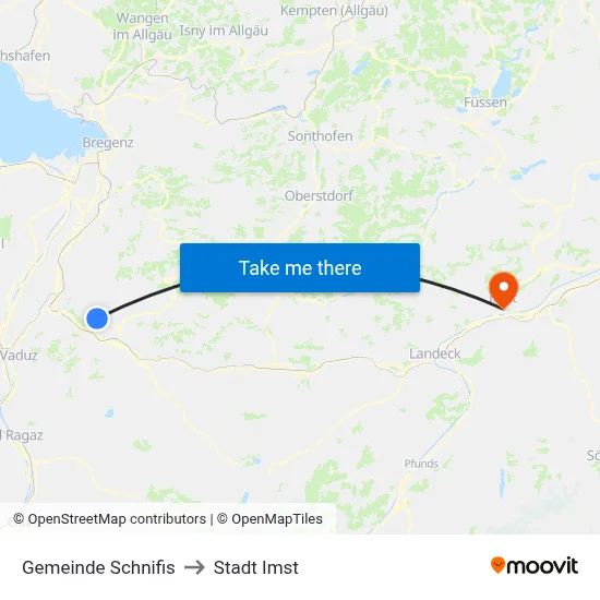 Gemeinde Schnifis to Stadt Imst map